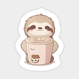 cute sloth with coffee Magnet