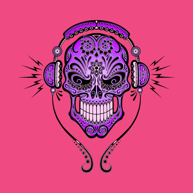 Purple DJ Sugar Skull by jeffbartels