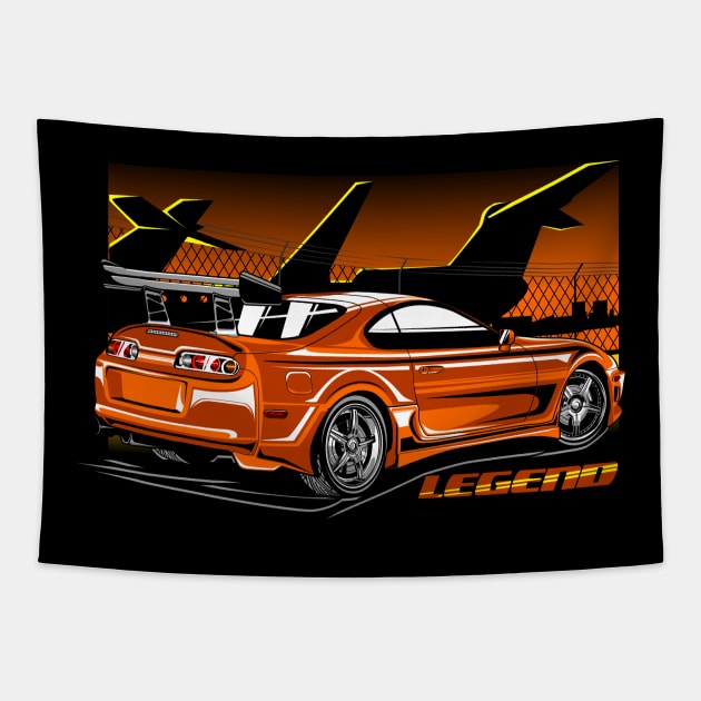 Toyota Supra Orange Tapestry by aredie19