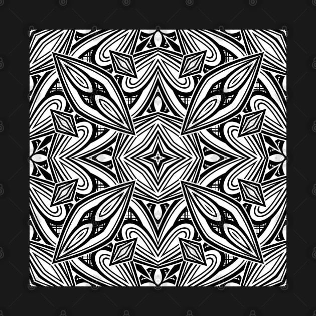 Black and White Seamless Pattern with Mosaic Motif by lissantee