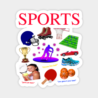 SPORTS! - Cool 90's Design For Those Who Like To Throw The Ball Magnet