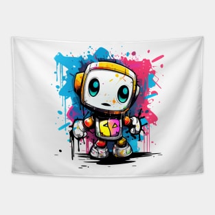 Cute cartoon Robot. Funny cyborg. Tapestry