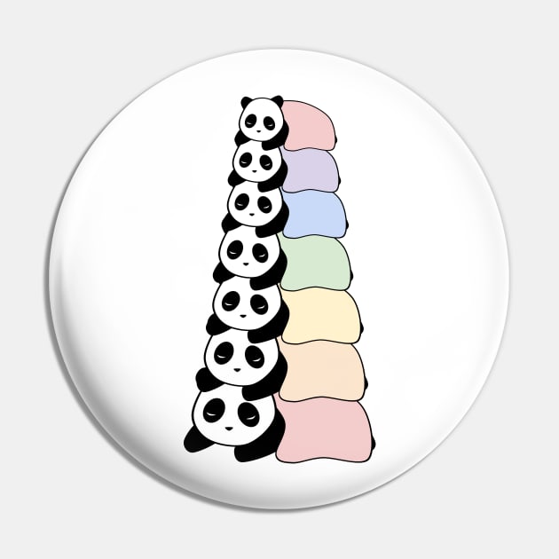 Sleepy Panda Stack (Rainbow, White Background) Pin by elrathia