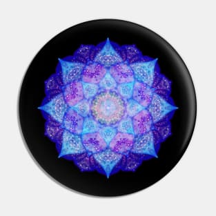 Purple Blue Mandala Design, Sacred Geometry Pin