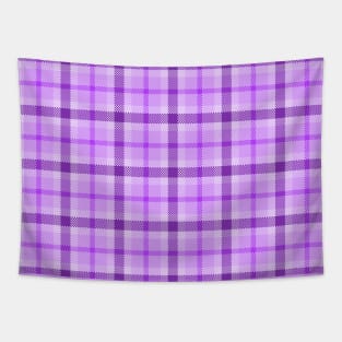 Purple Pixelated Plaid Tapestry