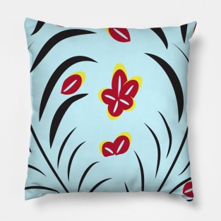 pattern with flowers and leaves hohloma style Pillow