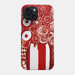 Red and White Floral Still Life Painting After Klimt Phone Case