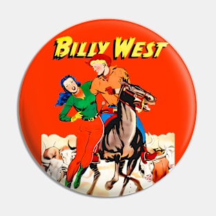 Bulls Cowboy Cowgirl Billy Horse Racing West Retro Comic Rodeo Vintage Pin