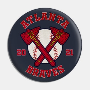 Vintage 1970s Atlanta Braves baseball souvenir metal Button 2 1/4"  Indian pin