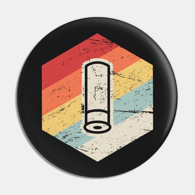 Retro 70s Shotgun Shell | Skeet Shooting Icon Pin by MeatMan