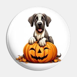 Great Dane Dog inside Pumpkin #1 Pin