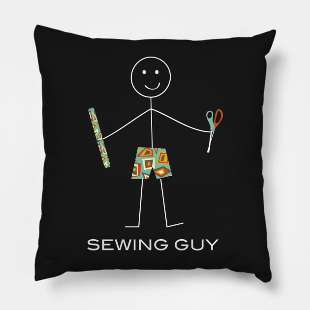 Funny Mens Sewing Guy Pillow by whyitsme