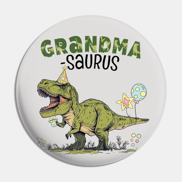 Grandma-Saurus T-Rex Dinosaur Birthday Party Pin by figandlilyco