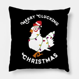 Merry Clucking Christmas Eve Pajama Funny Chicken Santa Pun Pillow