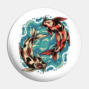 Koi Fish Peace - Vintage Yin and Yang Pin