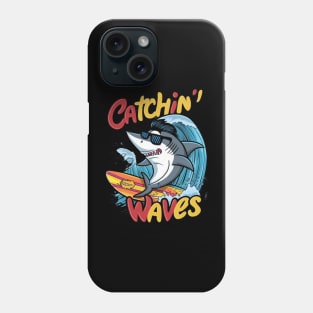 Funny Shark Catching Waves Phone Case