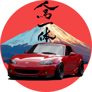 Red NB Mazda Miata/MX-5 - Mount Fuji Jinba Ittai Roadster Life Magnet