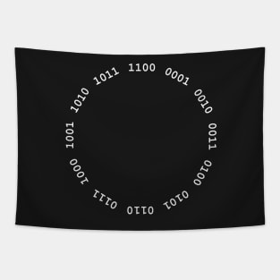 Binary clock, white lettering Tapestry