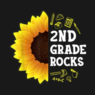 2nd Grade Rocks Sunflower Back To School Boys Girls Gifts T-Shirt