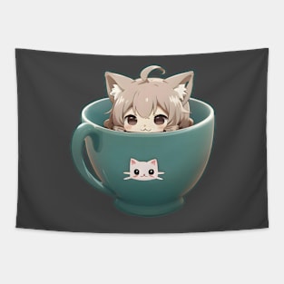 Anime Cup Cat Tapestry