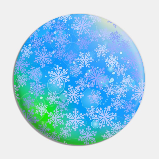 Blue, Green Lights with Snowflakes Pattern Pin by NandanG