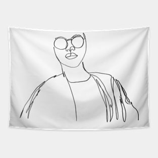 Pretty girl one line art Tapestry