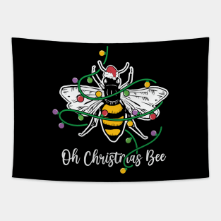 Oh Christmas Bee Christmas Lights Tapestry