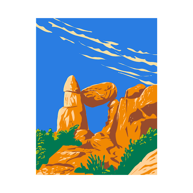 Balanced Rock near Big Bend National Park Texas USA WPA Poster Art by patrimonio