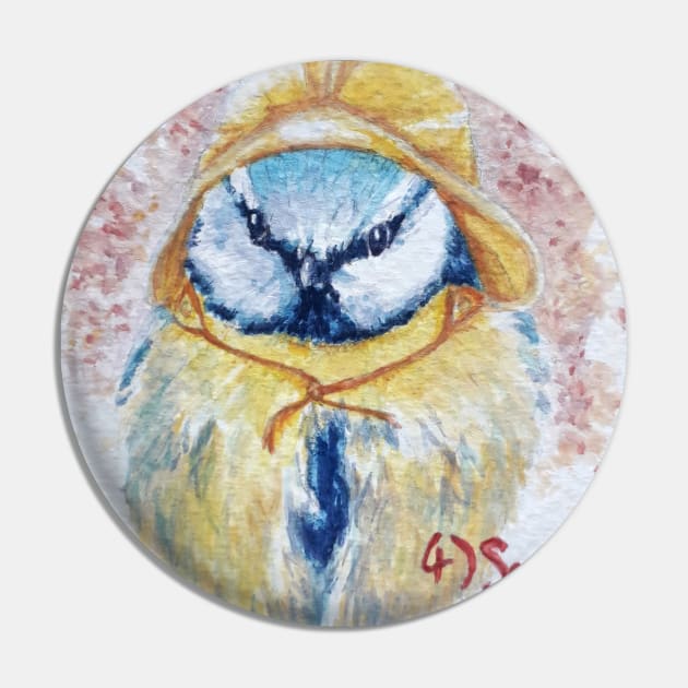 Watercolour Blue Tit Bird Painting Pin by Athene Art