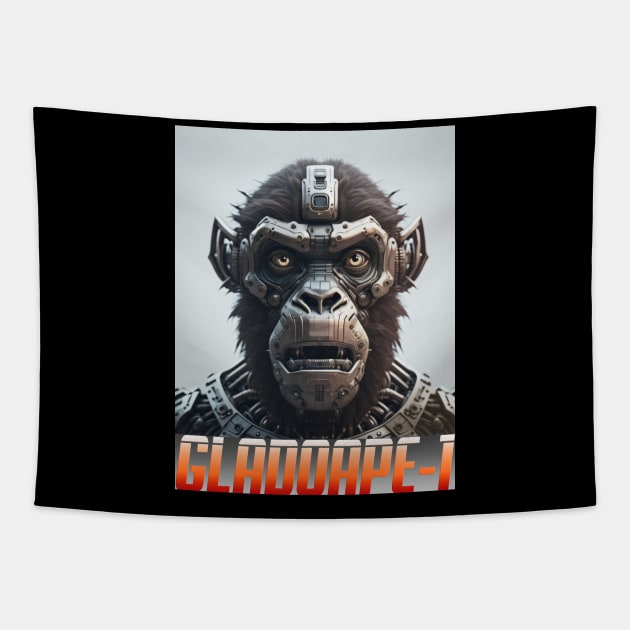 GLADOAPE 1 Robotic Space War Gladiator ape T-Shirt Tapestry by nowbix