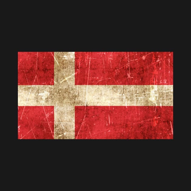 Vintage Aged and Scratched Danish Flag by jeffbartels