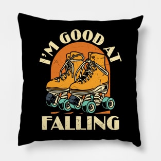 I'm Good At Falling Funny Roller Derby Graphic Roller Skater Roller Skate Lover Vintage Gift Pillow