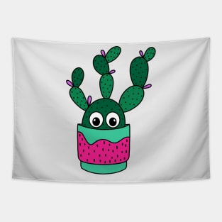 Cute Cactus Design #308: Bunny Ear Cactus In A Cute Pot Tapestry