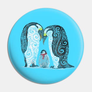 Swirly Penguin Family Pin