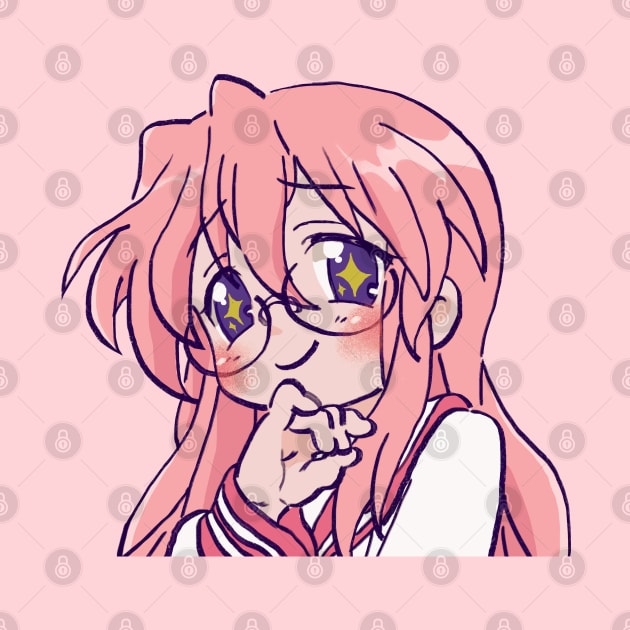 pink pastel starry eyed takara miyuki / lucky star by mudwizard