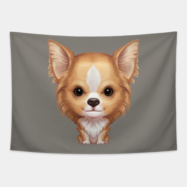 Fawn & White Long Coat Chihuahua Tapestry by stonemask