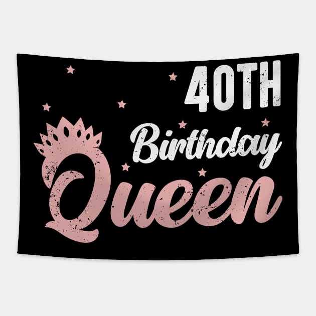 40 Birthday Queen 40 Funny Old Classic 1982 Crown Girl Tapestry by Meow_My_Cat