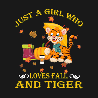 Just A Girl Who Loves Fall & T-Rex Funny Thanksgiving Gift T-Shirt