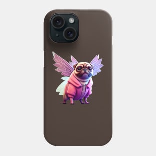 Cute Pug in Pink Fairy Costume - Adorable Dog in Whimsical Pink Fairy Outfit Phone Case