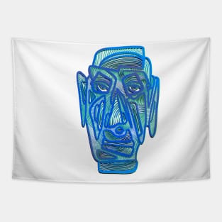 Abstract Face #8 - blue version Tapestry