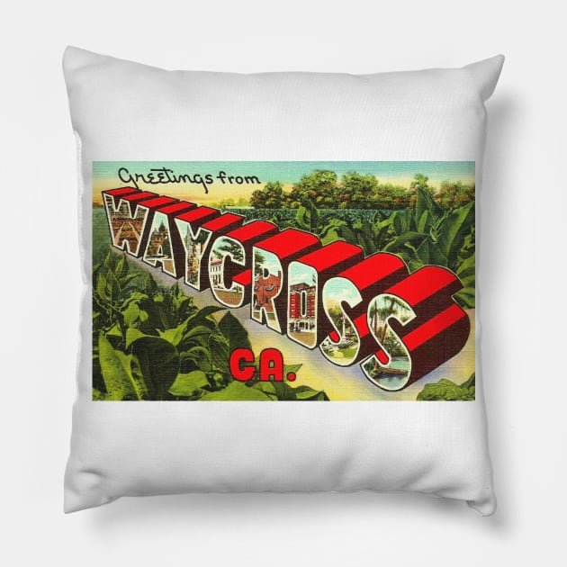 Greetings from Waycross, Georgia - Vintage Large Letter Postcard Pillow by Naves