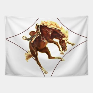 prancing horse with leather cell Tapestry