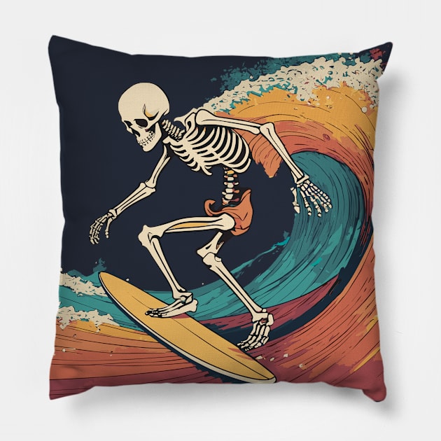 Skeletal Swell Rider Pillow by Salaar Design Hub