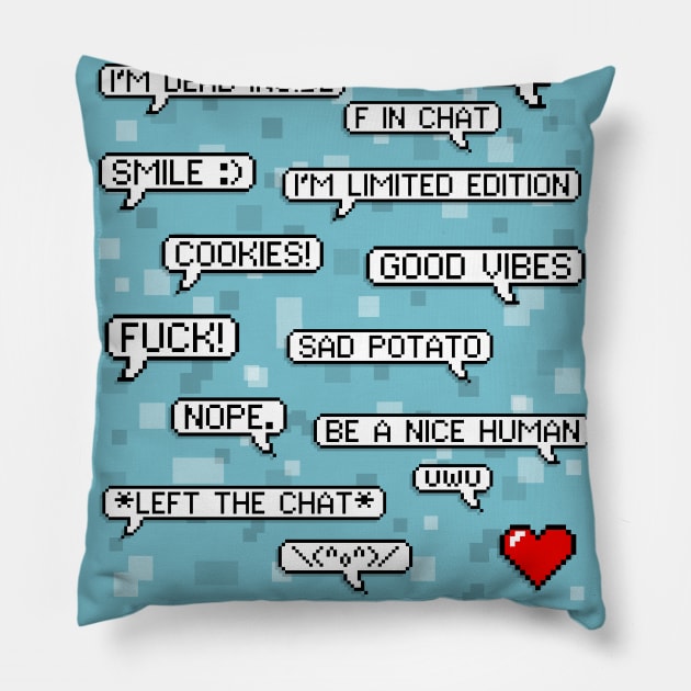 Pixelated Word Bubble Pixel Chat Pillow by ShutterStudios