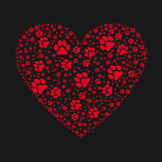 Red Heart with Paw Prints by Designs_by_KC