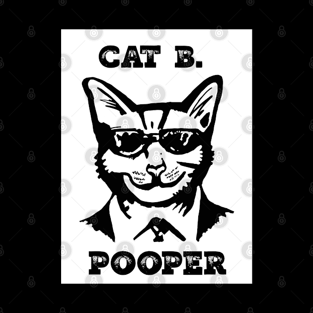 Cat B. Pooper White Rectangle by wildjellybeans