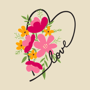 Floral Heart Love Letters for Flower Lovers T-Shirt