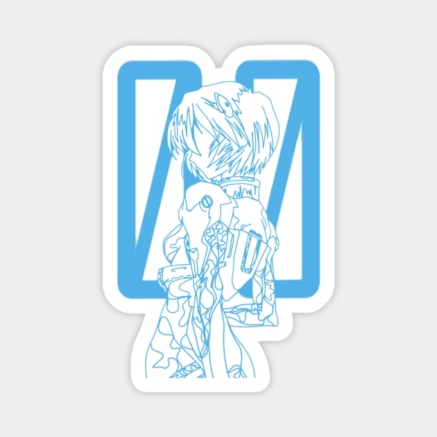 Rei Ayanami Continuous Line Artwork Magnet by RedCoco-Studios