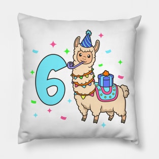 I am 6 with Lama - kids birthday 6 years old Pillow