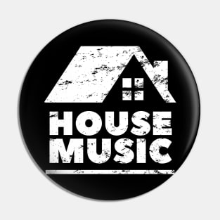 House music distressed design with house logo for DJs and house music lovers Pin